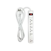 6-Outlet Grounded Surge Protector Power Strip, 450 Joule, 6-Foot Cable Cord Extension, Wall mountable, UL Listed, Ideal for Office or Home, White