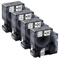 MarkDomain Compatible Label Tape Replacement for DYMO 45013 S0720530 (1/2 Inch, Black on White) Work with DYMO LabelManager 160 280 210D 360D 420P 450D PnP Label Maker, 4 Pack