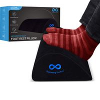 Everlasting Comfort Office Foot Rest Under Desk - 100% Pure Memory Foam - Orthopedic Teardrop Curve Design - Non-Slip Bottom (Black)