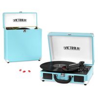 Victrola Record Player Bundle Includes a 3-Speed Turntable, Record Storage Case and Replacement Needles