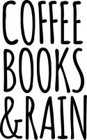 Coffee Books and Rain Vinyl Sticker Decal 3.75"x6" (Black)