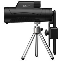 Monocular Telescope 12X50, Ignatv High Power HD BAK4 Prism FMC Monocular with Universal Smartphone Holder for Bird Watching,Hunting, Hiking-Black