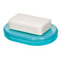 iDesign Finn Countertop Bar Dish, Plastic Soap Holder for Bathroom, Shower, Vanity, Teal and White