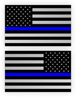 2x Silver Blue Line AMERICAN FLAG Police Stickers | Vinyl Decals for Jeep Trucks SUV Car Wrangler Laptop Notebook Gaming PC | USA Patriotic Old Glory