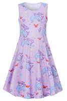 BFUSTYLE Lavender Party Dresses for Girls,Active Primary School Girls Swing Knee-Length Gown Dress Sleeveless Summer Stars Dolphin Mermaid Princess Dress for Vacation Trip Size 10 (XL,Dolphin)