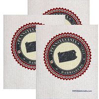SWEDEdishcloths Swedish Dishcloth Set of 3 Each Swedish Dishcloth Badge Design - Pennsylvania | Eco Friendly Cleaning Absorbent Cloth Eco Friendly Cleaning Wipes