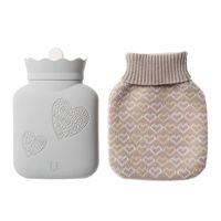 Silicone Hot Water Bottle Water Injection Hand Warmer Water Bag Warm Palace Warm Stomach Hot Water Bottle Microwave Oven Safety Explosion-proof Bag (Gray)