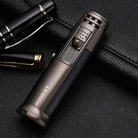 Windproof Jet Torch Lighter for Baking BBQ Welding with Flame Lock Gas Refillable Gas Turbo Lighter (Gas Not Included) (Black)