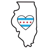 Heart in Chicago Illinois Sticker | IL state shaped label | Apply to mug laptop water bottle | 312 flag bean bear cloud gate millennium park cub sox