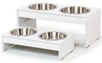 PetFusion Elevated Dog Bowls, Cat Bowls (4", 8" Tall Options). Bamboo W/Water Resistant Seal. US Food Grade Stainless Steel Raised Bowls
