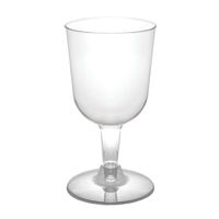 Party Essentials Hard Plastic Two Piece 5.5-Ounce Wine Glasses, Clear, Pack of 20
