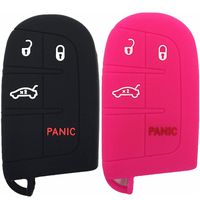 Ezzy Auto Black and Hot Pink 4 Buttons Silicone Key Fob Case Covers Key Cover Key Jacket Skin Protector fit for Dodge Challenger Chrysler