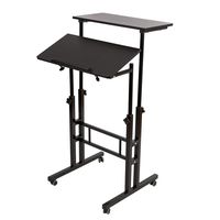 SIDUCAL Mobile Stand Up Desk, Adjustable Laptop Desk with Wheels Home Office Workstation, Rolling Table Laptop Cart for Standing or Sitting, Black