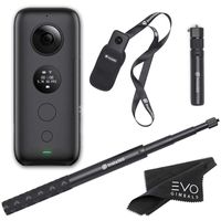 Insta360 ONE X 360 Camera with 5.7K 4K 3K Video and 18MP Photos - Bundle Includes BulletTime Handle, Invisible Selfie Stick and EVO Gimbals Cleaning Cloth (3 Items) (microSD Card Sold Separate)