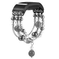 fastgo Bands Compatible for Fitbit Jewelry Bracelet Watch Women, Classy Breathable Replacement Band Compatible for Fit Bit Watch(Gray)