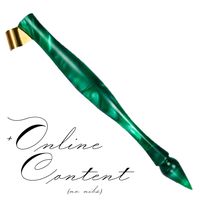 Elegant Resin Calligraphy Oblique Nib Pen Holder with Multi-fit Brass Flange, and Extra Comfortable Grip Right Handed Dip Pen with Online Content by Penmen United