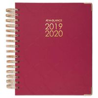 AT-A-GLANCE 2019-2020 Academic Year Daily & Monthly Planner, Medium, 7" x 8-3/4", Hardcover, Harmony, Raspberry Geo (6099-806A-56)