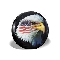 Jackmen Spare Tire Cover American Eagle Flag Polyester Universal Waterproof Sunscreen Wheel Covers for Jeep Trailer RV SUV Truck and Many Vehicles (14" 15" 16" 17")