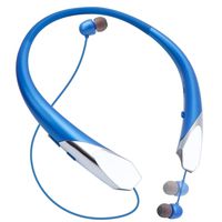 Bluetooth Retractable Headphones, Wireless Earbuds Neckband Headset Noise Cancelling Stereo Earphones with Mic (15 Hours Play Time, Blue)