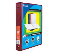 BAZIC 1" Burgundy 3-Ring View Binder w/ 2-Pockets (Case of 12) (4120-12)