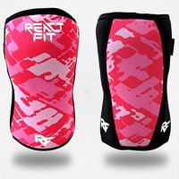 REACT FIT Knee Sleeves (1 Pair) Support & Compression for Weightlifting, Powerlifting & Crossfit - 5mm SBR Neoprene Sleeve for The Best Squats - Unisex Compression Brace Wrap (Small, Pink Fiery)