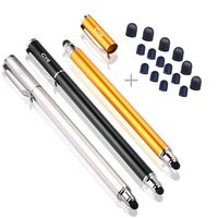 Bargains Depot (3-Pack [0.18-inch Rubber Tip Series] Capacitive Universal Stylus with 15 Replacement Soft Rubber Tips - (Gold/Black/Silver)