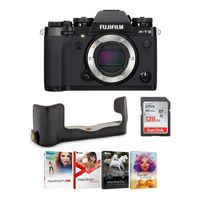 Fujifilm X-T3 Mirrorless Digital Camera (Black) w/Black Leather Case, 128GB Memory Card + Photo & Video Editing Software