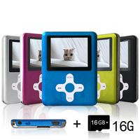 Lecmal Portable MP3 Player with 16Gb Micro SD Card and FM Radio MP4 Player, Multi-Function Music Player with Mini USB Port, Mp3 Recorder, Children's Media Player - Blue