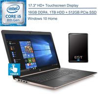 2020 HP 17.3" Touchscreen Laptop Computer/ Intel Quad-Core i5-8265U (Beats i7-7500U)/ 16GB DDR4 RAM/ 1TB HDD + 512GB PCIe SSD/Windows 10 Home/ Gold/ EST 320GB External Hard Drive