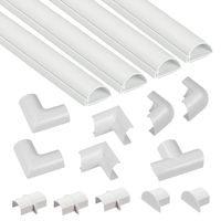 D-Line Mini Cable Raceway Kit | Self-Adhesive Wire Covers | Electrical Raceway, Popular Cable Organizer for Home Theater, TV, Office and Home | 4 x 39" Lengths Per Pack - White