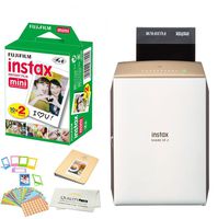 Share SP-2 Portable Smart Phone Photo Printer w/Instax Photo Paper Film Pack + Accessory Kit Bundle - Instantly Print Pictures from iPhone or Any Smartphone & Tablet (Gold)