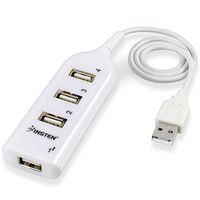 Insten 4-Port USB Hub, White Compatible with Apple iPhone 7/7 Plus/ 6S/ 6S Plus, Samsung Galaxy S7 Edge/ S7