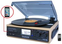 Boytone BT-19DJW-C 3-speed Turntable, 2 Built in Speakers Large Digital Display AM/FM, Cassette, USB/SD/AUX/MP3, Recorder & WMA Playback /Recorder & Headphone Jack + Remote Control