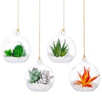 Nuptio 4 Pcs Hanging Glass Terrarium, 3.15 inches Diameter Globe Tea Light Candle Holders, Home Wedding Party Centerpieces
