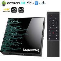 Android 9.0 TV Box, YYQ TP01 Android TV Box 4GB RAM 64GB ROM, Dual-WiFi 2.4GHz/5GHz Bluetooth Quad Core 64 Bits 3D/4K Full HD/H.265/USB3.0 BT 4.0 Smart TV Box