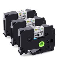 Replacement for Ptouch Tape 12mm 0.47 White TZe231 TZ-231 Black on White 1/2 Inch Standard Laminated Label Tape, 26.2 Feet, for Brother P-Touch PT-1880 PTD200 PT1750 PTD600 PTD210, 3-Pack Label Tape