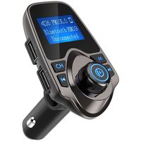Nulaxy Bluetooth Car FM Transmitter Audio Adapter Receiver Wireless Handsfree Voltmeter Car Kit TF Card AUX USB 1.44 Display - KM19 Coffee