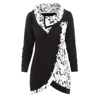 RUIVE Women's Plaid Print Blouse Turtleneck/Hooded Button Asymmetric Tops Casual Long Tartan Tunic Sweatshirt