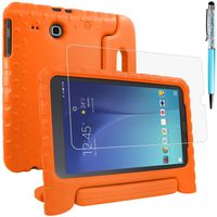 Protective Case Compatible Samsung Galaxy Tab E 9.6 SM-T560 SM-T561 with Screen Protector and Stylus, AFUNTA Anti-Scratch Convertible Handle Stand EVA Case for Tablet 9.6 Inch - Orange