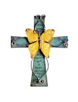 Sell4Style Unique Wooden Crucifix with Antiqued Metal Decorative Butterfly and Inspirational Prayer Inscribed On Cross