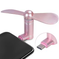 Cell Phone Fan, Portable Aluminum Alloy Shell Mobile Phone Fan Cooling Fan Air Conditioner Cooler, Mini Fan for Android Cell Phone, Compatible for Type C or Micro USB Port Phone Fan(Type C, Rose Gold)