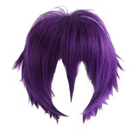 Alacos Purple Short Layered Anime Cosplay Wig Teens Men Boy Unisex Costumes Apparel Hair Wig +Cap