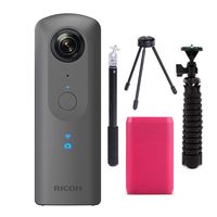 Ricoh Theta V 360-Degree Spherical 4K HD Digital Camera Selfie Stick, Tripod & Charger Advanced Kit