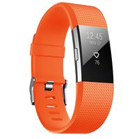 JUNYI Fitbit Charge 2 Bands,Classic Sports Watch Adjustable Replacement Comfortable Bands for Fitbit Charge 2 Fitness Smart Wristbands Strap (Orange Small)