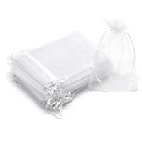 Dealglad 100pcs Drawstring Organza Jewelry Candy Pouch Party Wedding Favor Gift Bags (5x7, White)