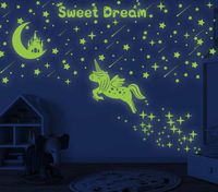 353 PCS Glow in Dark Stars and Moon Castle, Glowing Unicorn for Ceiling and Wall Decals, Kids Bedding Room or Party Birthday Gift