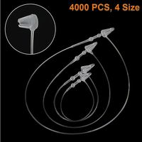 Y-Axis Snap Lock 3", 4'', 5'' & 7'' Loop Pins Security Loop Plastic Tag Fastener for Retail Store Clothing Tag and Gift Card (White, 4 Size)