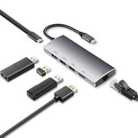 USB C Hub Adapter, Multiport Adapter with Ethernet, 4K Type C Hub to HDMI, 3 USB 3.0 Ports and USB-C PD Charging for MacBook, Mac Pro, Mac Mini, iMac, and More (6-in1 Port with Ethernet)