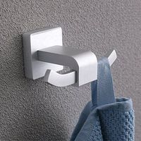 BOEN A2017 SOLID Aluminum Bathroom Lavatory Wall Mount Single Coat and Robe Hook, Sliver Grey