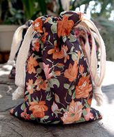 AK-Trading 3" x 4" Vintage Floral Favor Bags for Gifts, Decoration & Favors - Pack of 12 (Black with Orange Roses)